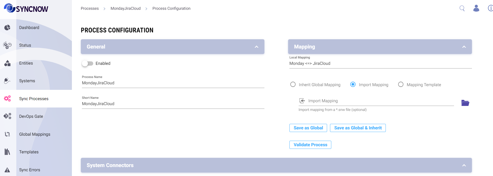 Create Sync Process Options