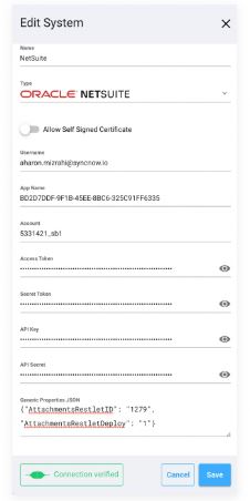 System Connector Dialog